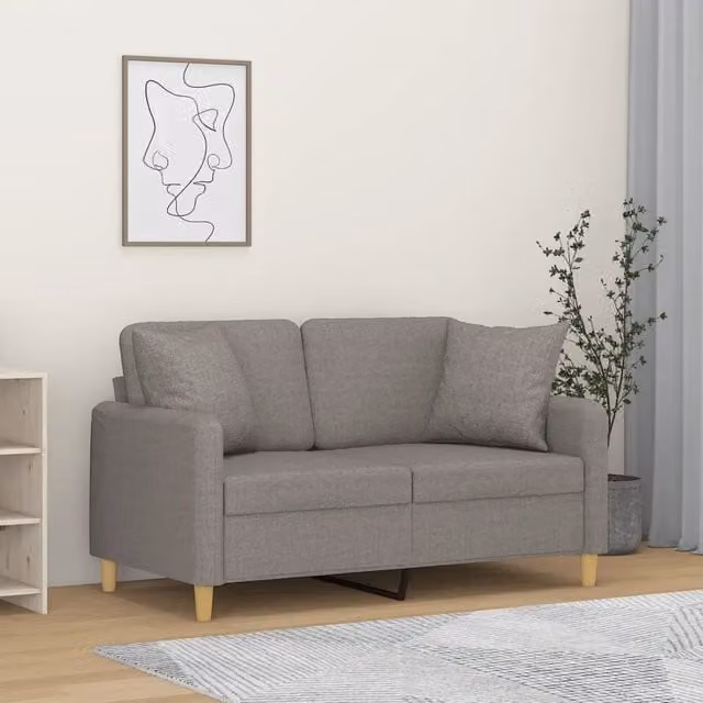 Divano a 2 posti moderno vidaXL in tessuto grigio con cuscini e struttura in metallo L: 138 cm, P: 77 cm, H: 80 cm – 1