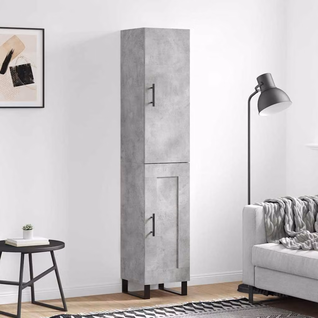 Credenza stile industriale vidaXL in legno e metallo grigio L: 34,5 cm, P: 34 cm, H: 180 cm