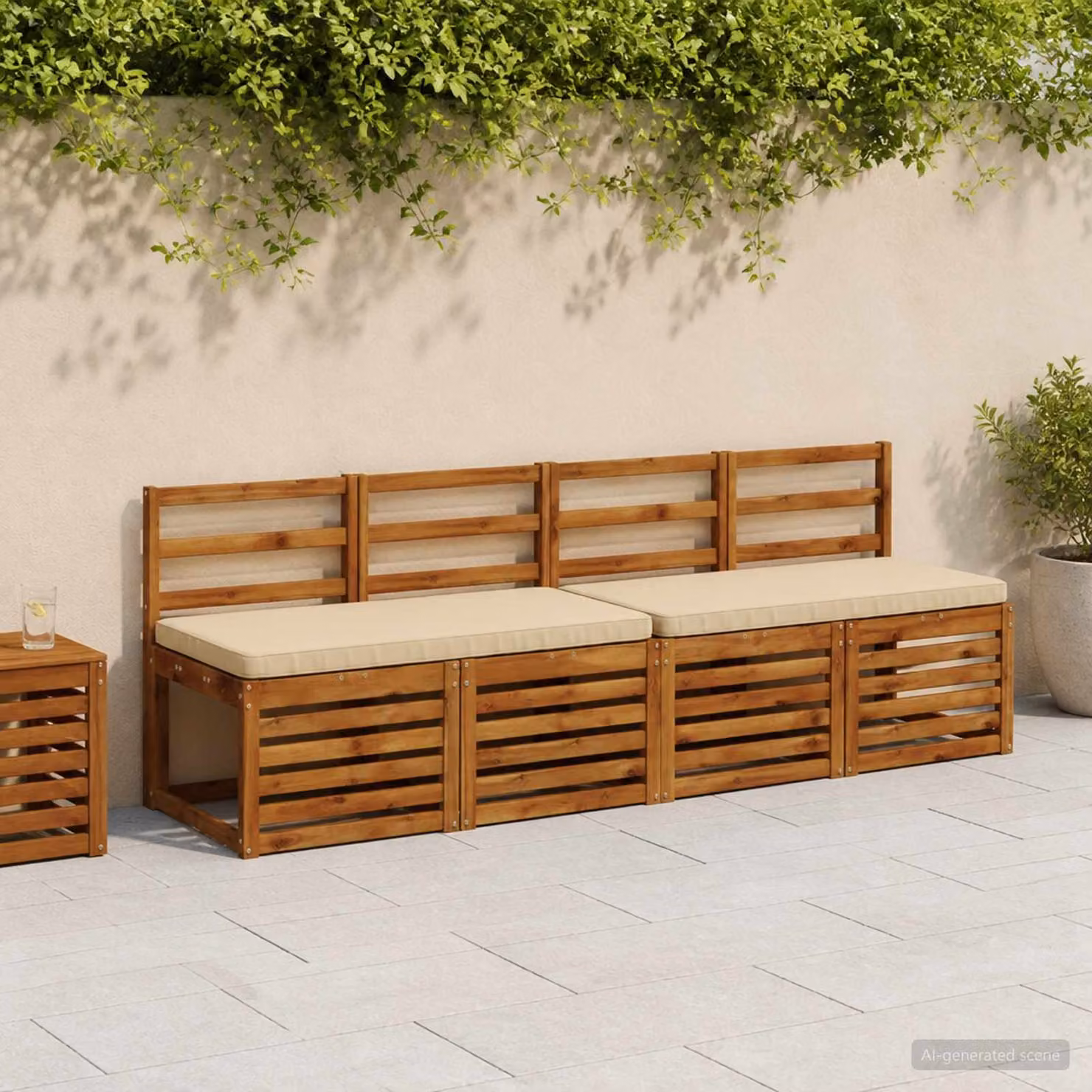 Set di 2 cuscini per panchina vidaXL VUGHT in poliestere beige con rivestimento rimovibile e resistente ai raggi UV