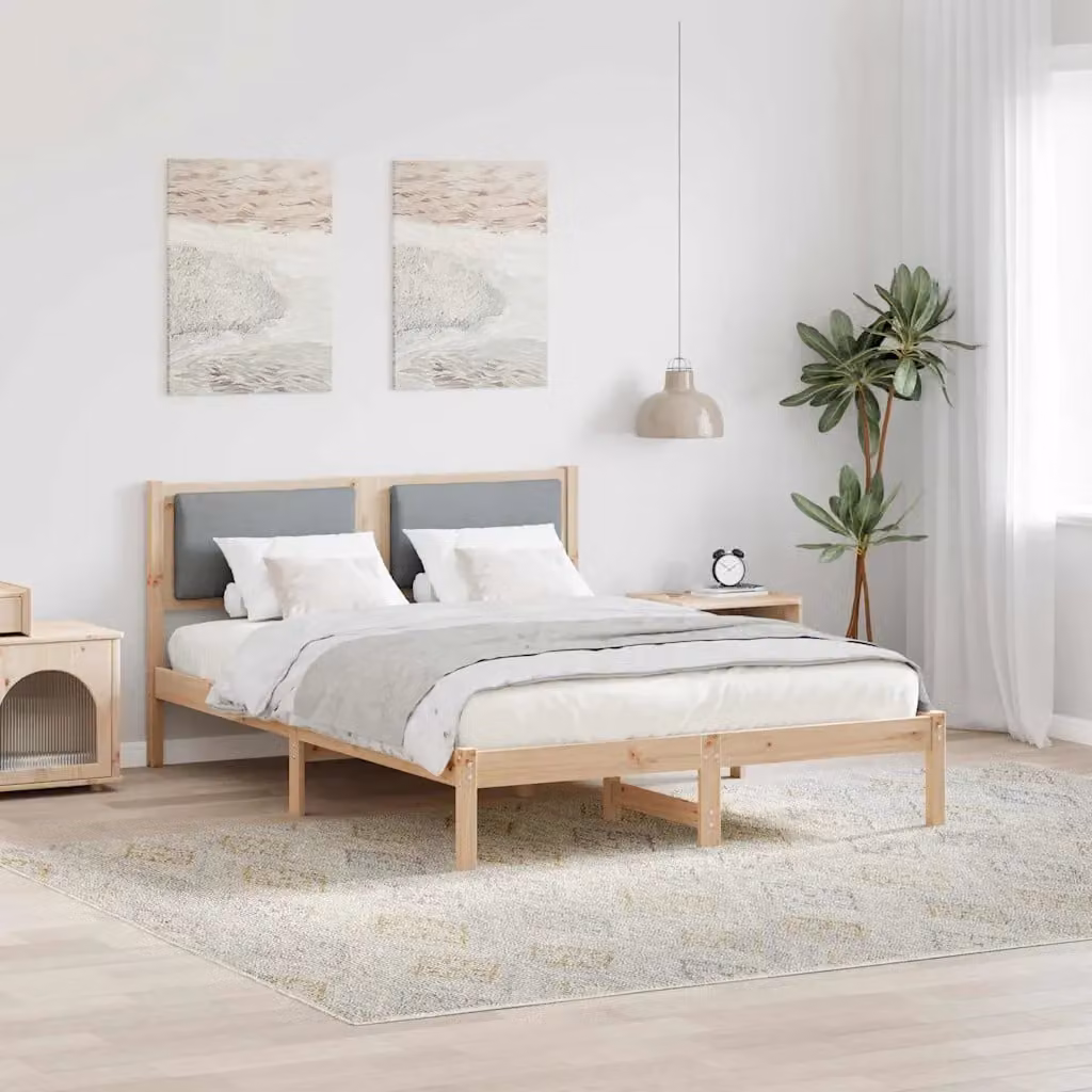 Struttura del letto vidaXL in pino massello grigio 160 x 200 cm – 1
