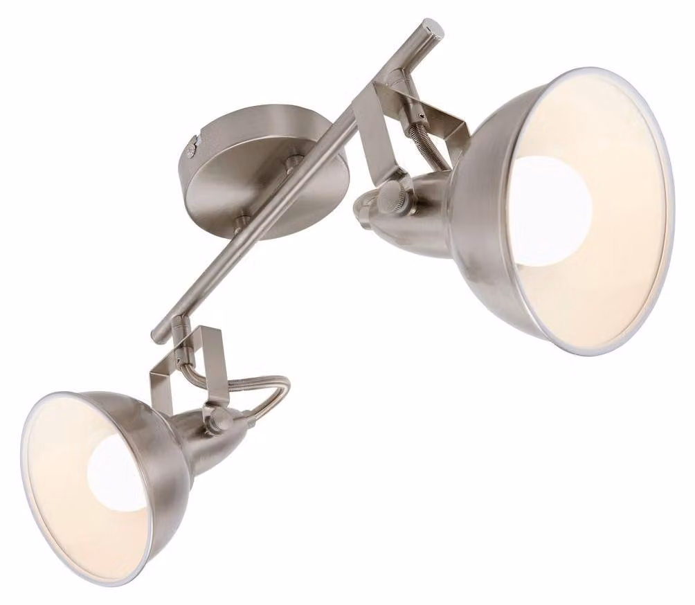 Lampada da soffitto con faretti 2xE14 orientabile e inclinabile 40 W metallo bianco satinato Briloner