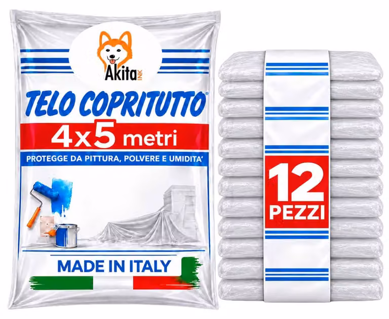 Telo Copritutto 12 PZ 4x5m AkitaInk Protettivo Multiuso