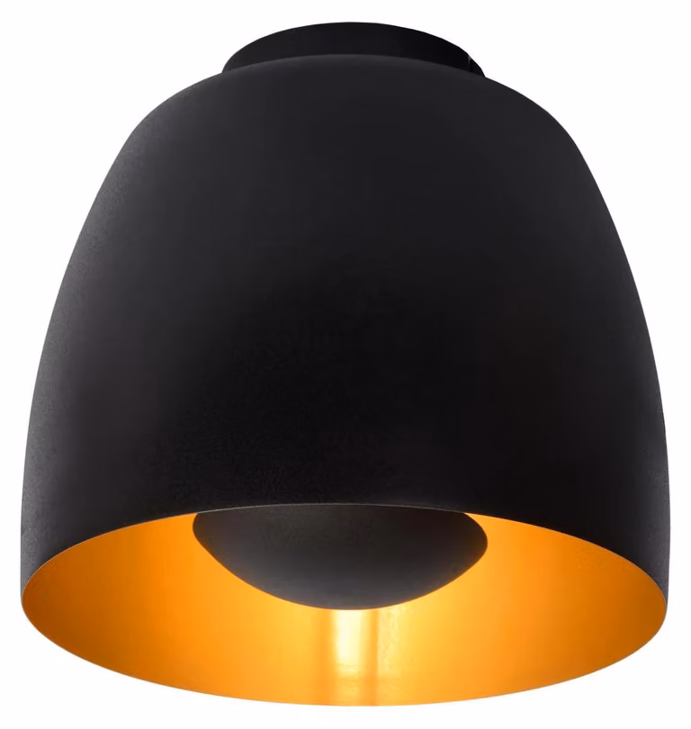 Lampada da soffitto a soppalco nera con interno dorato NOLAN 1xE27 40W Lucide