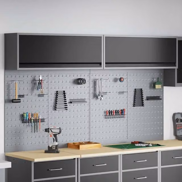 Set di 6 armadi per attrezzi con scaffale vidaXL in acciaio, nero e grigio, montabili a parete – 1