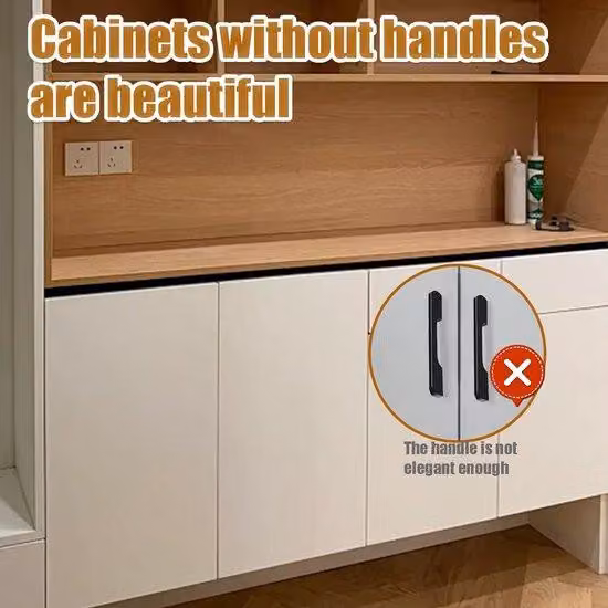 Set di 8 chiusure magnetiche per ante e cassetti Unyqoos®, realizzate in lega di alluminio e plastica, con sistema a molla e chiusura magnetica, complete di viti di fissaggio