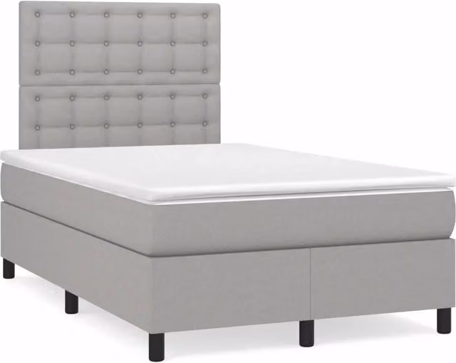 Letto Ibrido con Materasso e Illuminazione LED vidaXL in Tessuto Grigio L/P: 120 x 200 cm