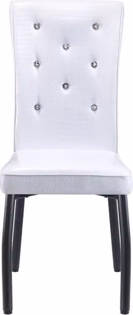 Set di 2 Sedie da Pranzo Retro in Pelle Ecologica Croco con Chiusura a Cristallo, Nero e Bianco
