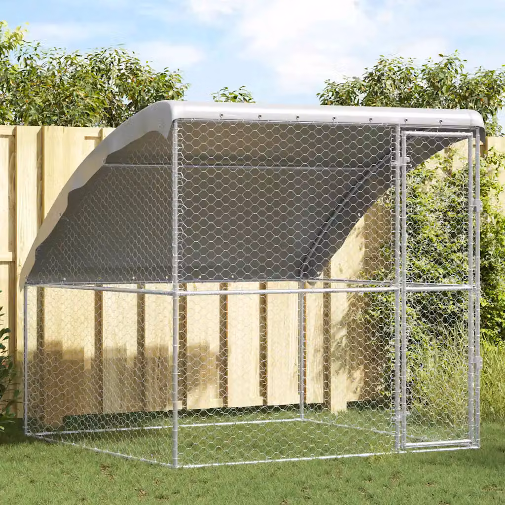 Cuccia per cani vidaXL in acciaio zincato Argento L/P/H: 2 x 2 x 2 m