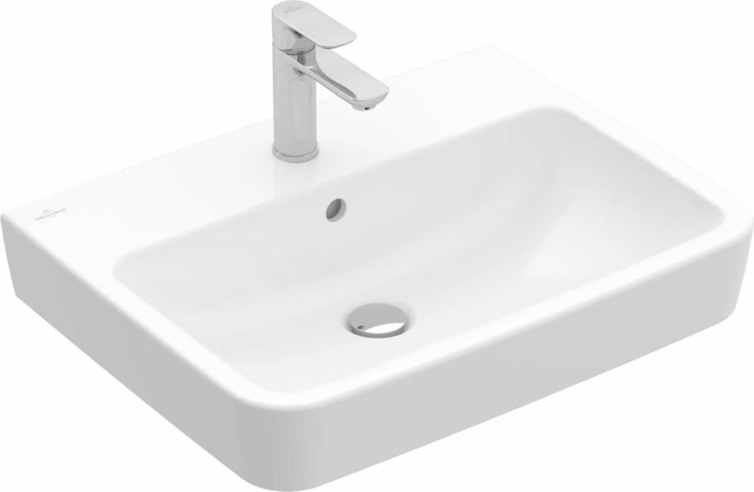 Villeroy & Boch O.novo - Lavabo 600x460 mm, con sfioratore, senza foro per miscelatore, CeramicPlus, bianco alpino 4A4162R1