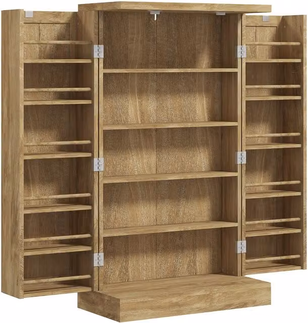 Buffet da cucina HOMCOM con 12 portaspezie sulle ante e ripiani regolabili, effetto legno naturale, L: 60 cm, P: 30 cm, H: 104 cm – 1