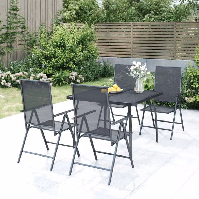 Set da pranzo da giardino vidaXL in acciaio antracite opaco, 5 pezzi