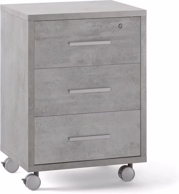 Cassettiera SARMOG con 3 cassetti su ruote in stile moderno, colore Grigio cemento, L: 51 cm, P: 41 cm, H: 71 cm – 1