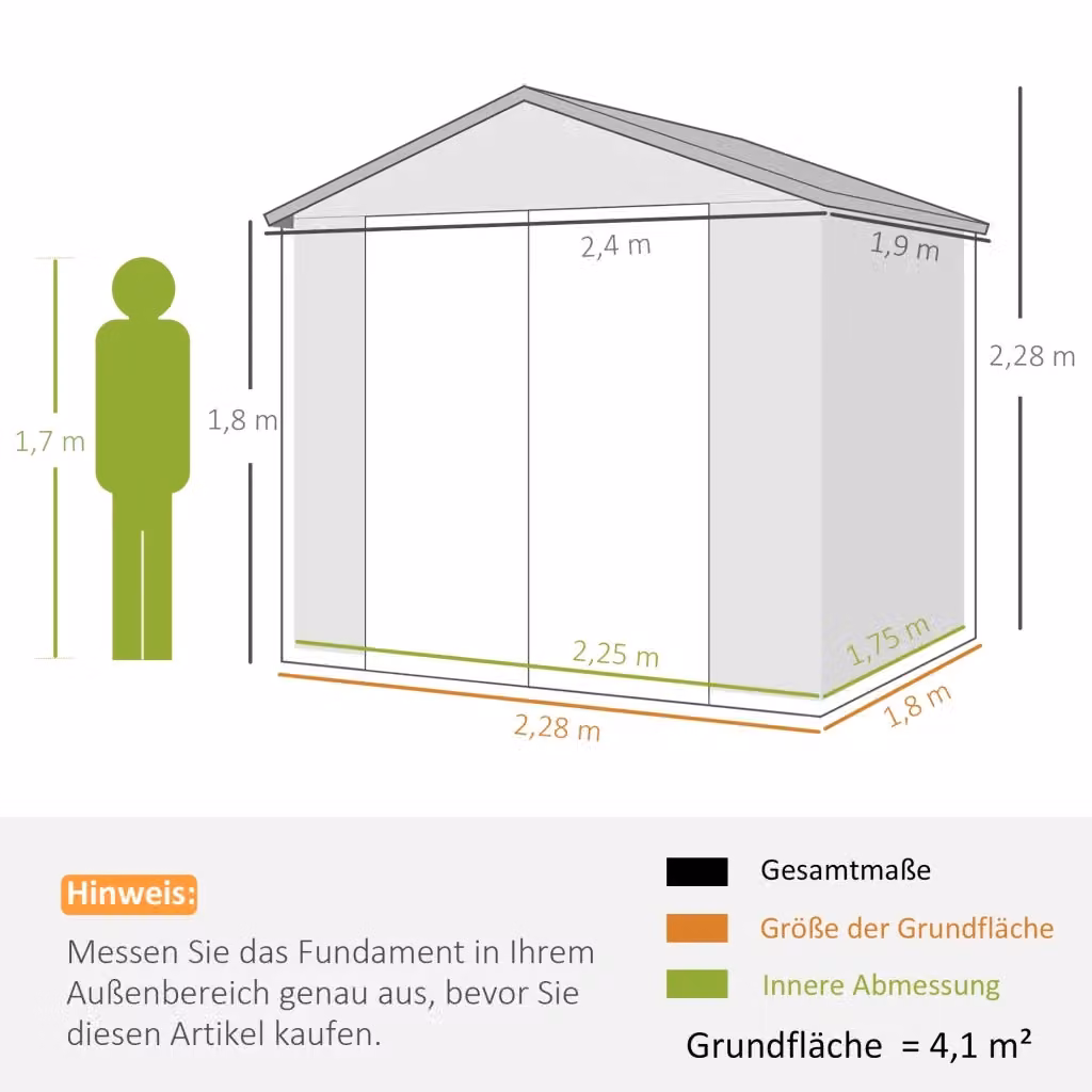 Casetta da giardino WISHDOR in plastica grigia con finestra, porta singola e ventilazione sul tetto L/P/H: 240 x 190 x 228 cm – 2