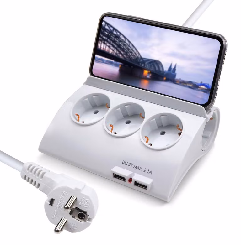 Ciabatta multipresa EXTRASTAR con 5 prese, 2 porte USB e interruttore, lunghezza 1,5 metri