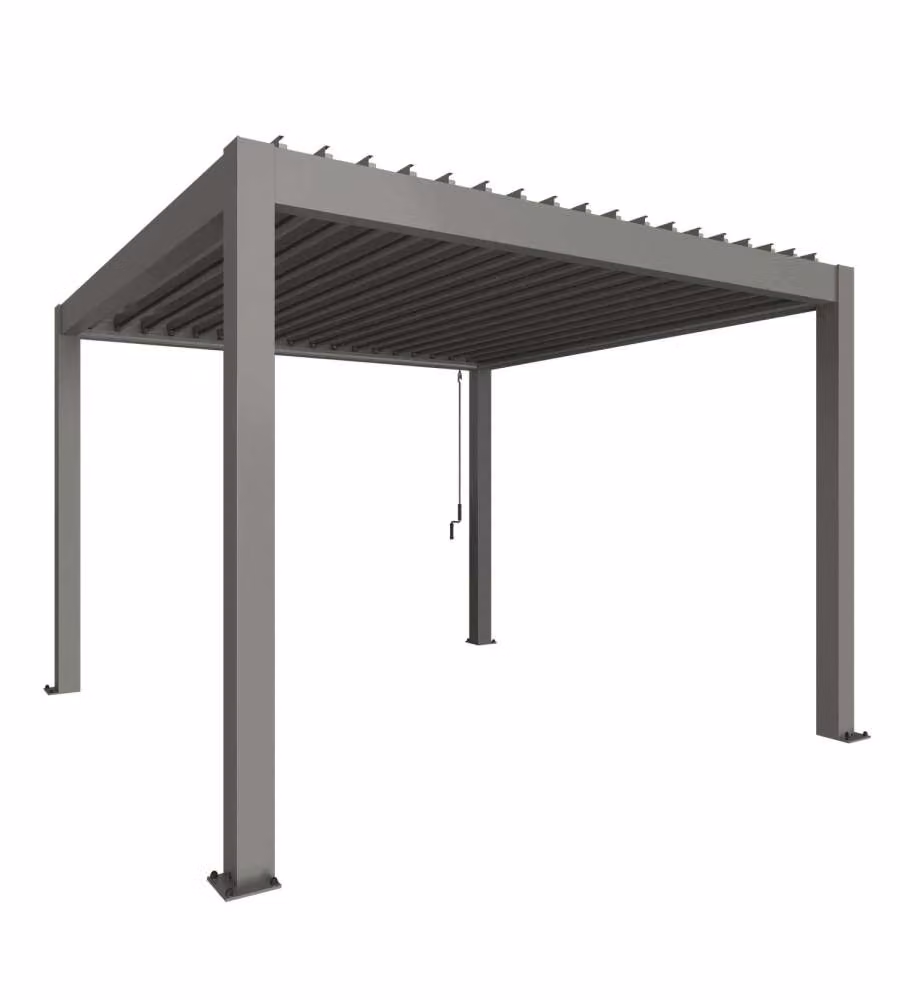 Biohort Pergola Grigio Quarzo 3,68x3,68 m in Metallo con Deflusso Pioggia