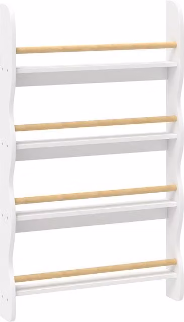 Libreria Montessori da parete AIYAPLAY per bambini con 4 ripiani, colore bianco, L: 60 cm, P: 10 cm, H: 98 cm – 1