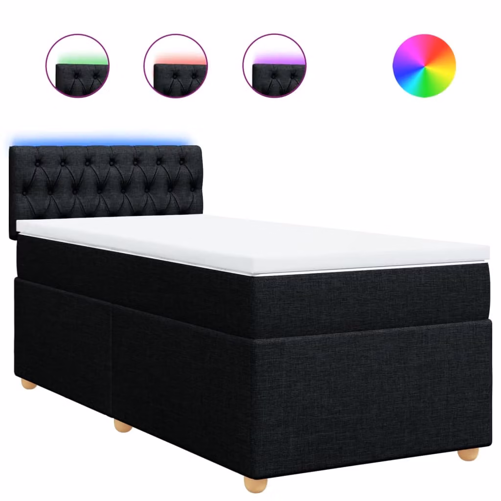 Giroletto a Molle con Materasso Nero 100x200 cm in Tessuto