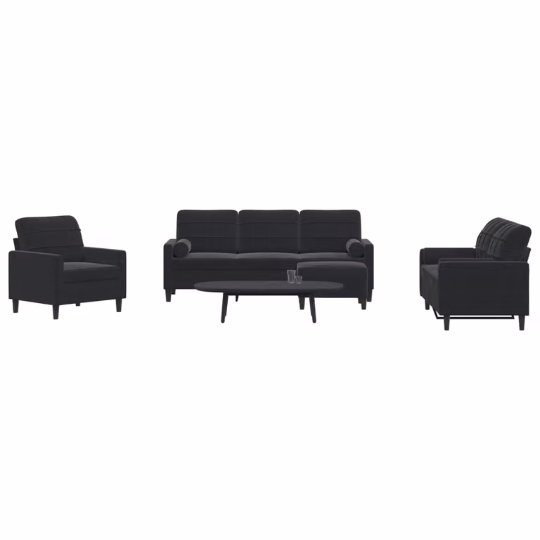 Maison Exclusive - Set divano 4 pezzi con cuscini e cuscini cervicali in velluto nero
