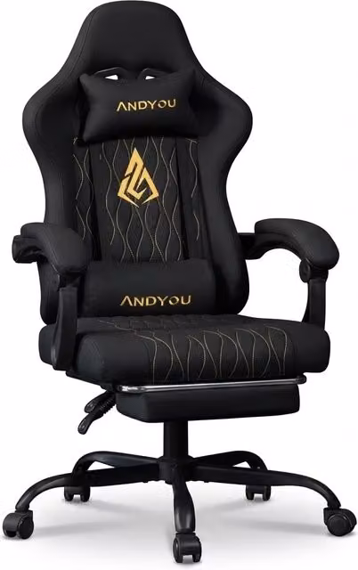 Sedia da gaming con poggiapiedi, morbido cuscino per collo e lombare, cuscini di supporto rimovibili, 60x60x122 cm, Nero   Aosom Italy