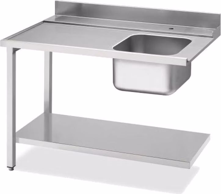 Tavolo di alimentazione KBS con vasca, base destra e alzatina 1200x715x850 mm