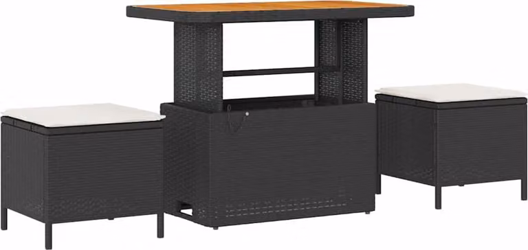 Set da Pranzo per Giardino Nero polyrattan
