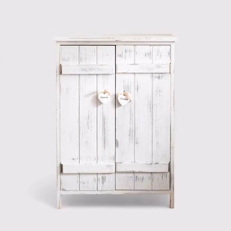 Veronica - Mobiletto per bagno shabby con 2 ante bianco decapato