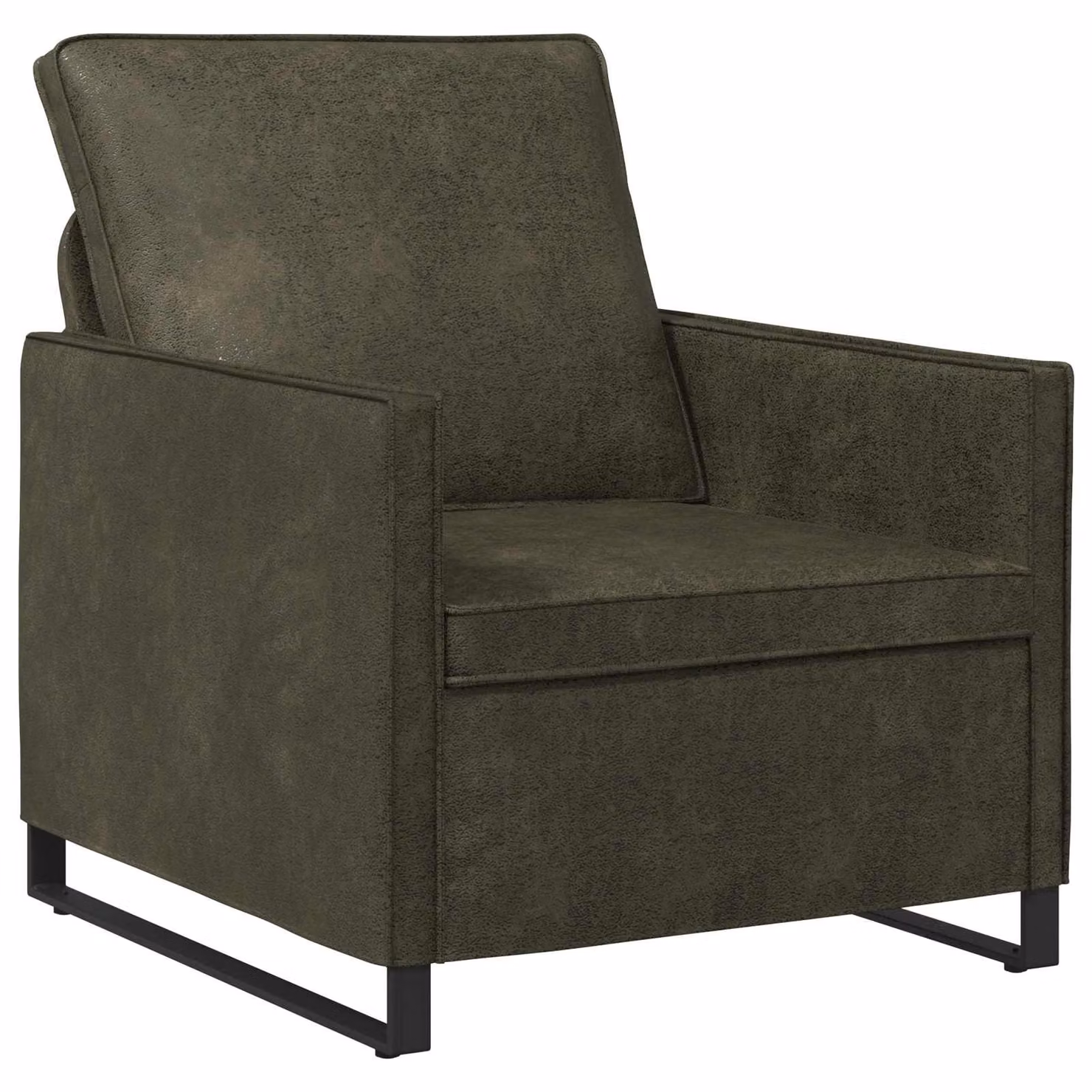Divano Singolo Moderno vidaXL in Tessuto Verde con Braccioli e Struttura in Metallo L: 70 cm, P: 81 cm, H: 82 cm