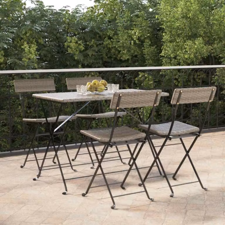 Set di 4 sedie pieghevoli vidaXL in polyrattan grigio e acciaio per giardino e terrazzo