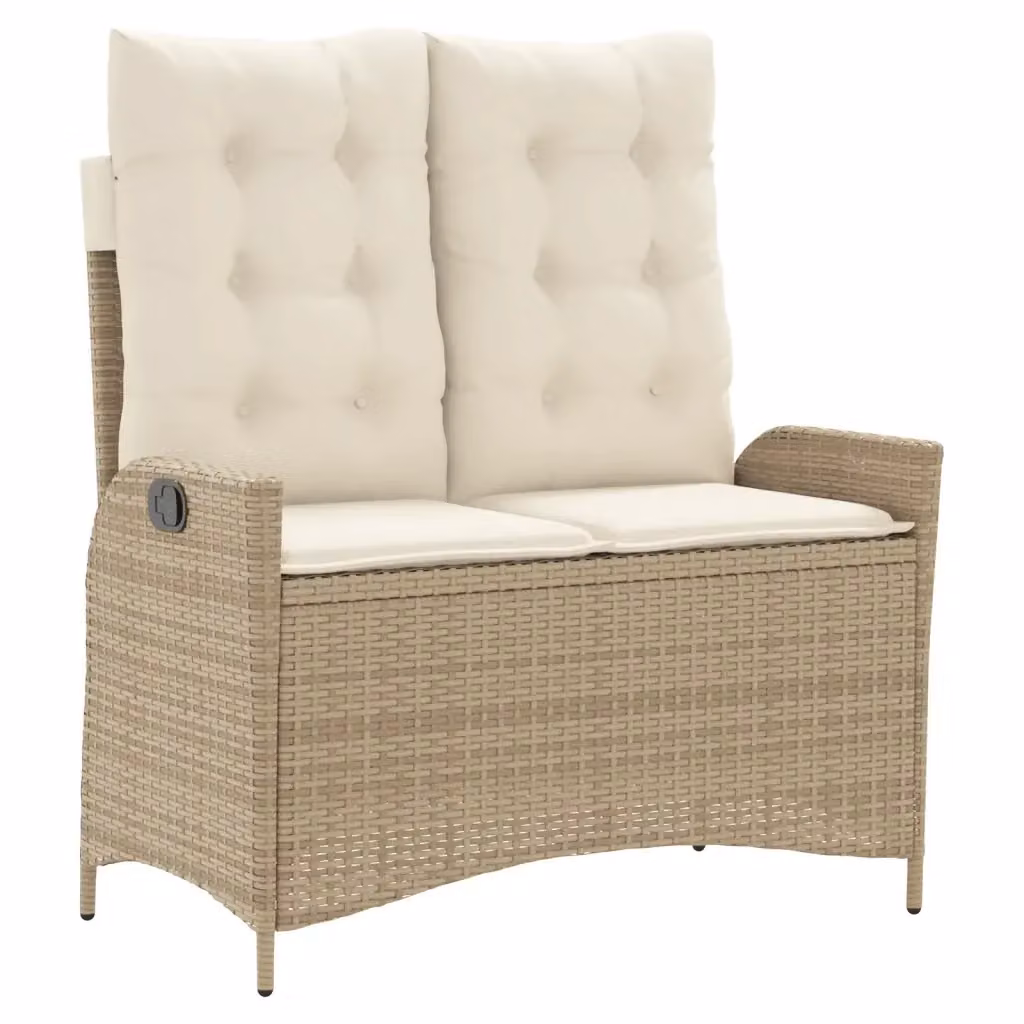 Panca Reclinabile da Giardino Outsunny in Polyrattan e Metallo con Cuscini Beige e Bianco – 2
