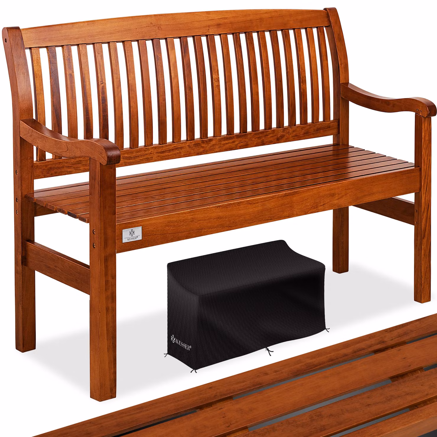 Panca da giardino KESSER® in legno, panca per parco resistente alle intemperie, adatta per 3-4 persone, con capacità di carico di 320 kg, inclusa copertura