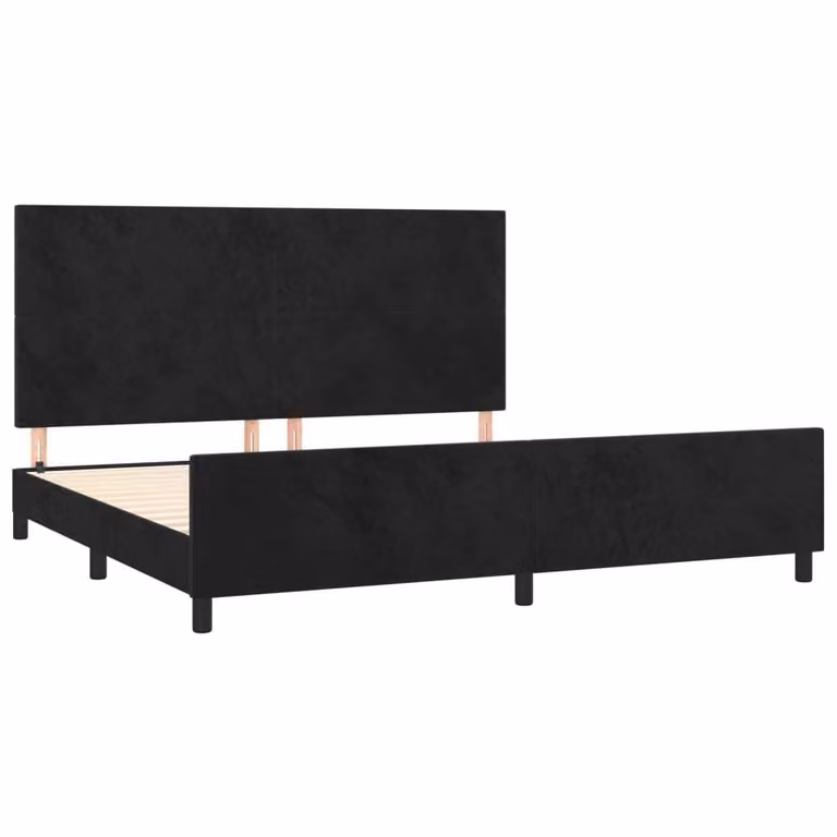 Giroletto senza Materasso Nero 200x200 cm in Velluto