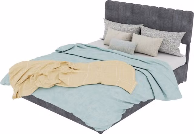 Letto contenitore 140x200 cm in velluto grigio, rete sollevabile, senza materasso