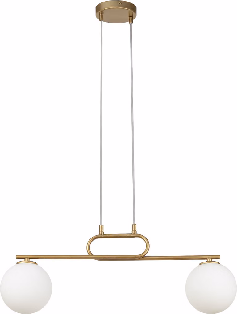Lampada a sospensione decorativa dorata elegante due sfere di vetro bianco Tes 2xG9 12W Sigma Lighting