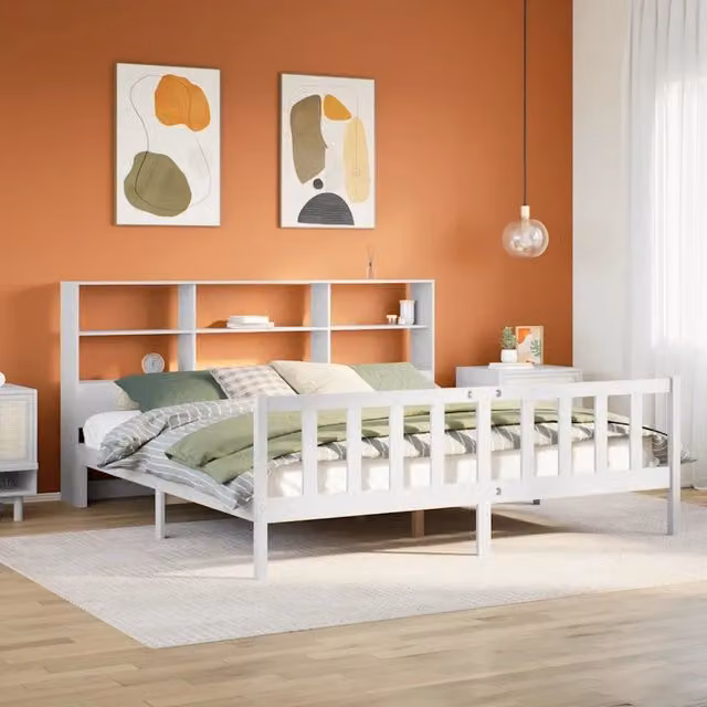 Giroletto con Libreria VIDAXL in Legno di Pino Bianco Lacquerato L/P/H: 180 x 200 x 110 cm
