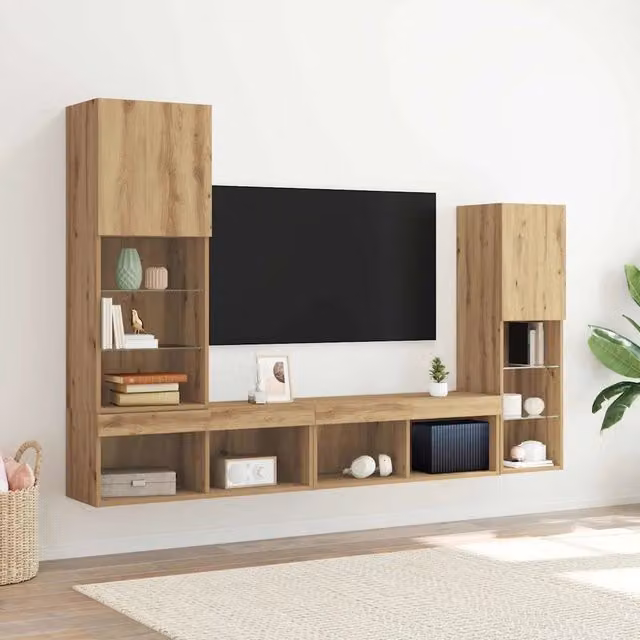 Mobile TV 4 pz rovere artigianale Legno ingegnerizzato 3334390