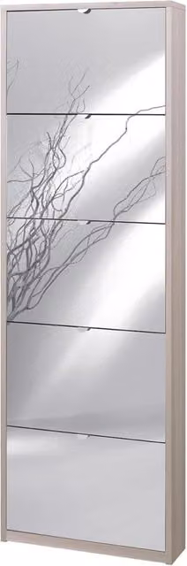 KIT SCARPIERA 5 ANTE A RIBALTA FRONTALE CON SPECCHIO H190 L63 P18 Cm FINITURA OLMO CHIARO SARMOG Sk555spk