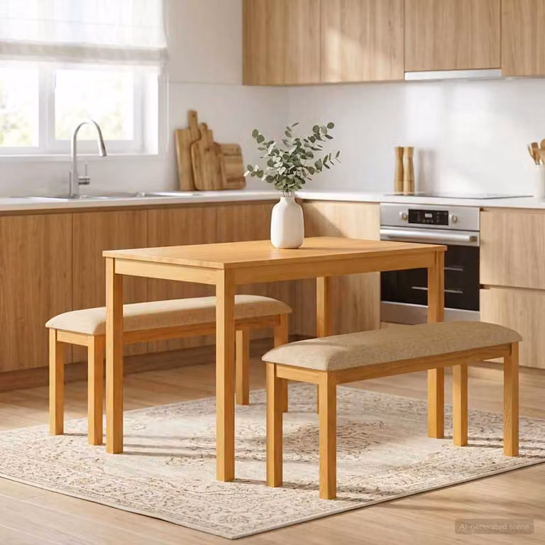 Panchina da pranzo moderna vidaXL in legno di quercia color beige L 95 x P 32 x H 45 cm