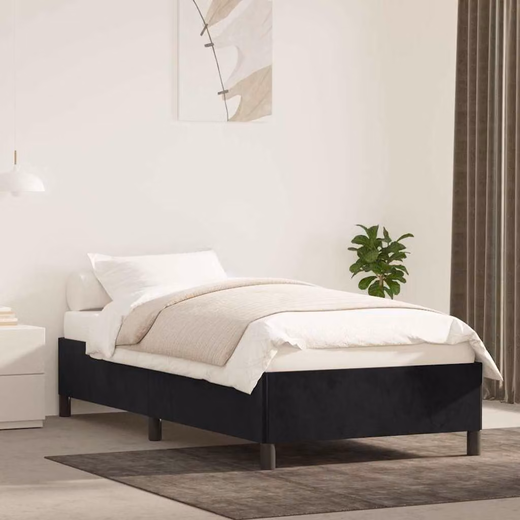 vidaXL Giroletto in Velluto Nero con Struttura in Legno L: 200 cm, P: 80 cm, H: 35 cm