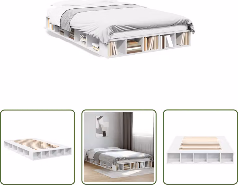 The Living Store Struttura letto bianca 135x190 cm in legno