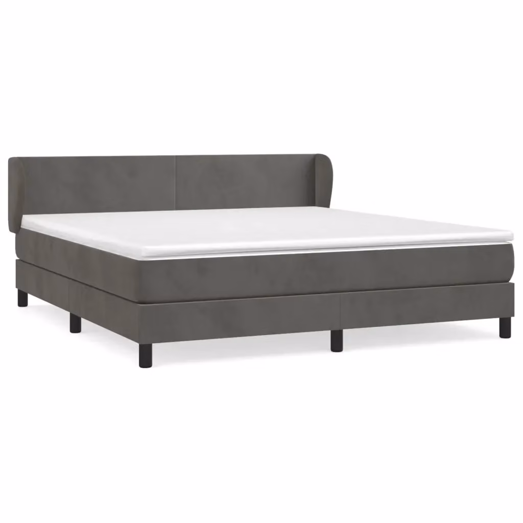 vidaXL Giroletto a Molle con Materasso in Velluto Grigio Scuro L/P/H: 180 x 200 cm – 2