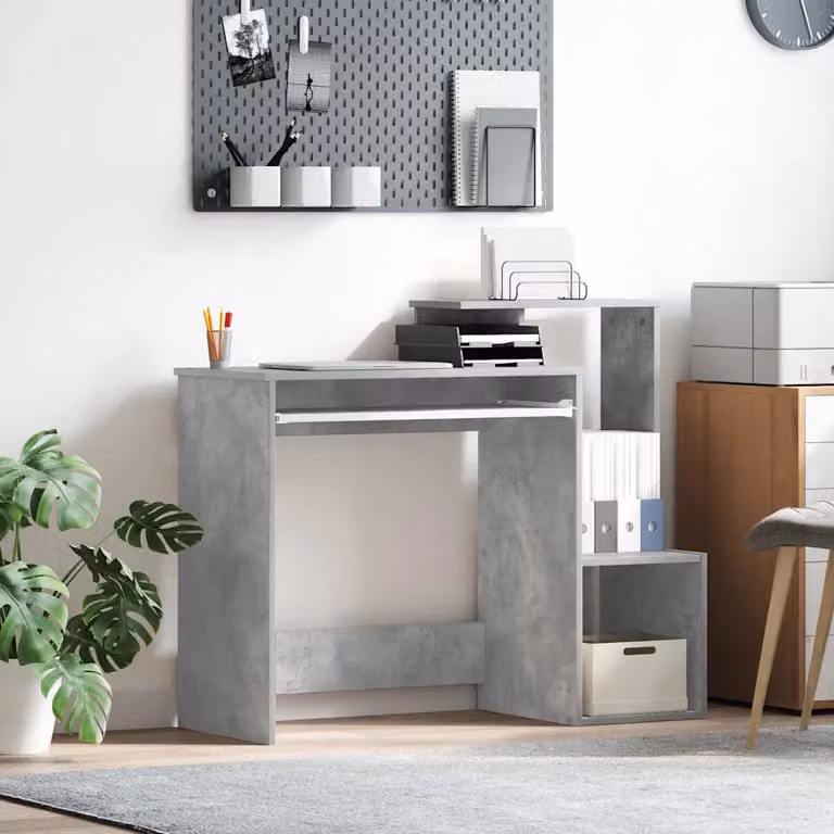 Scrivania moderna vidaXL in MDF laminato grigia L 106 x P 41 x H 88.5 cm