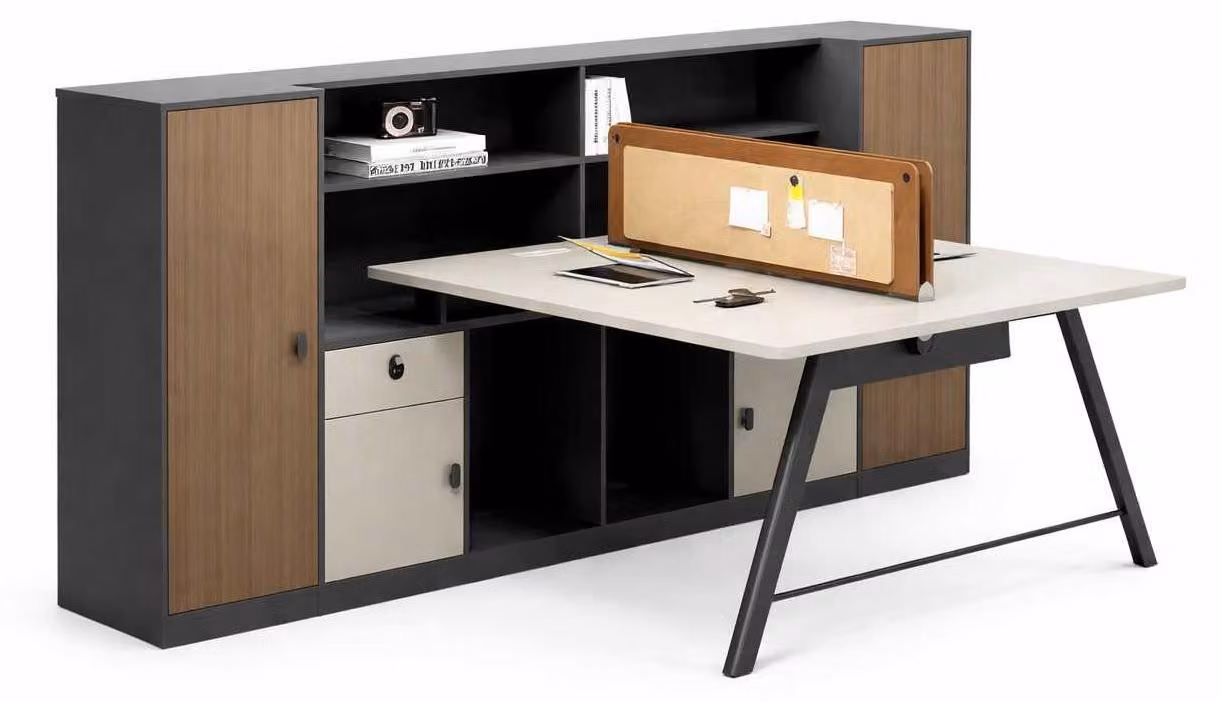 Scrivania moderna per 2 persone in legno, dal design elegante, mobili da ufficio