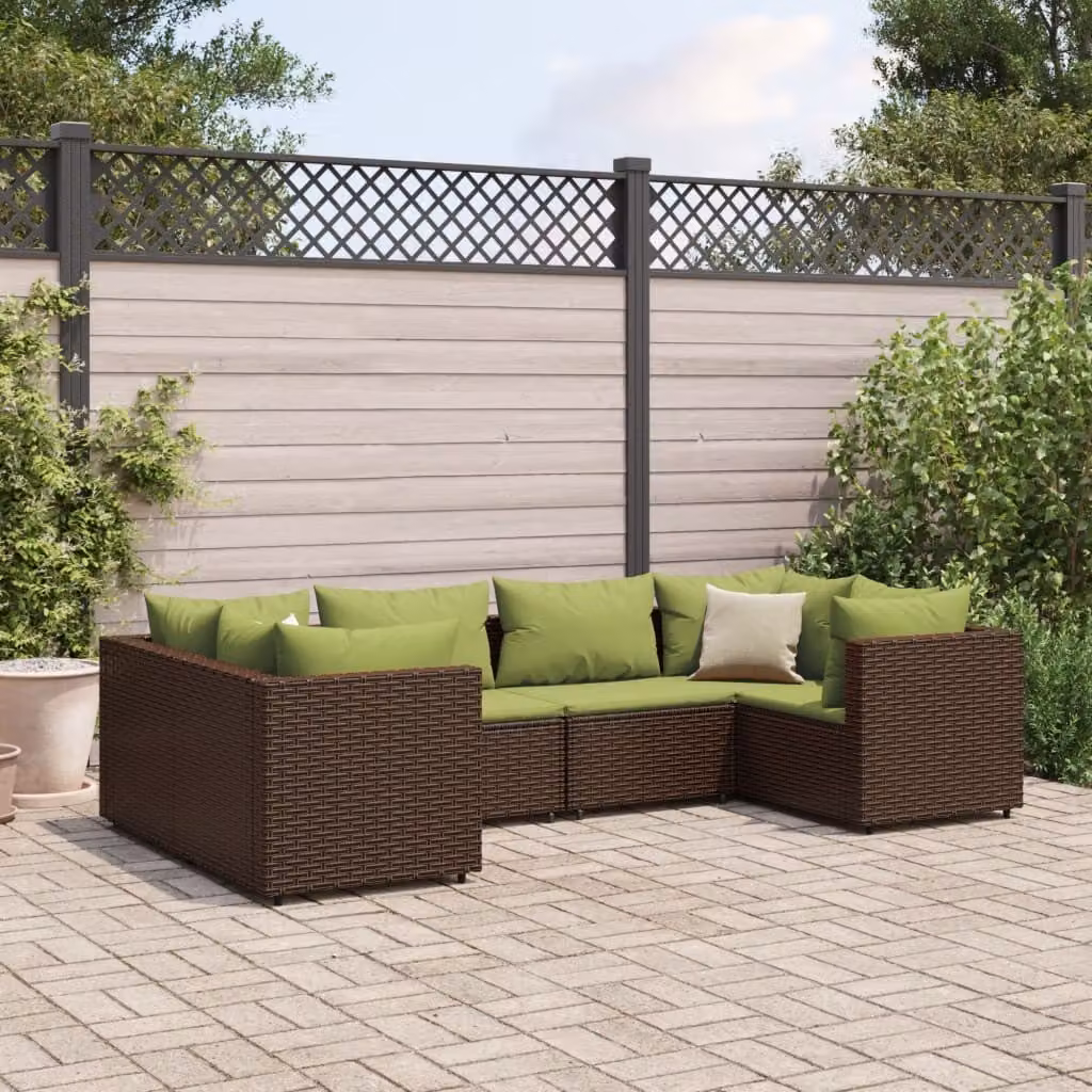 Maison Exclusive - Set da giardino 6 pezzi con cuscini Marrone Poly Rattan