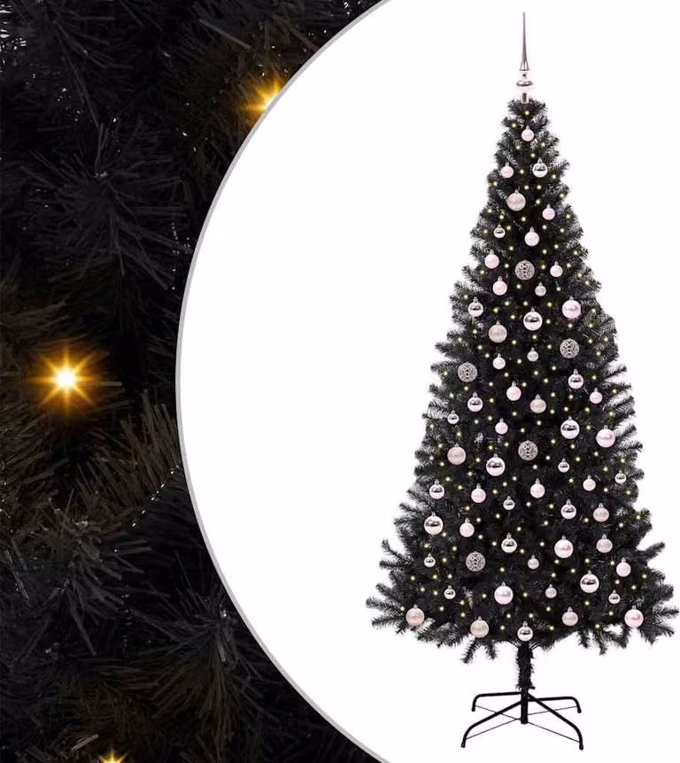 Albero di Natale con 300 LED con supporto Nero 240 cm PVC