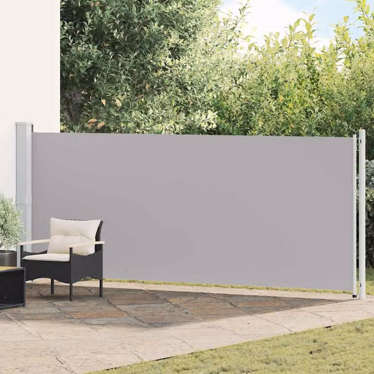 Tenda Laterale Retrattile per Patio vidaXL in Poliestere e Acciaio, Grigia, L: 614 cm, H: 160 cm