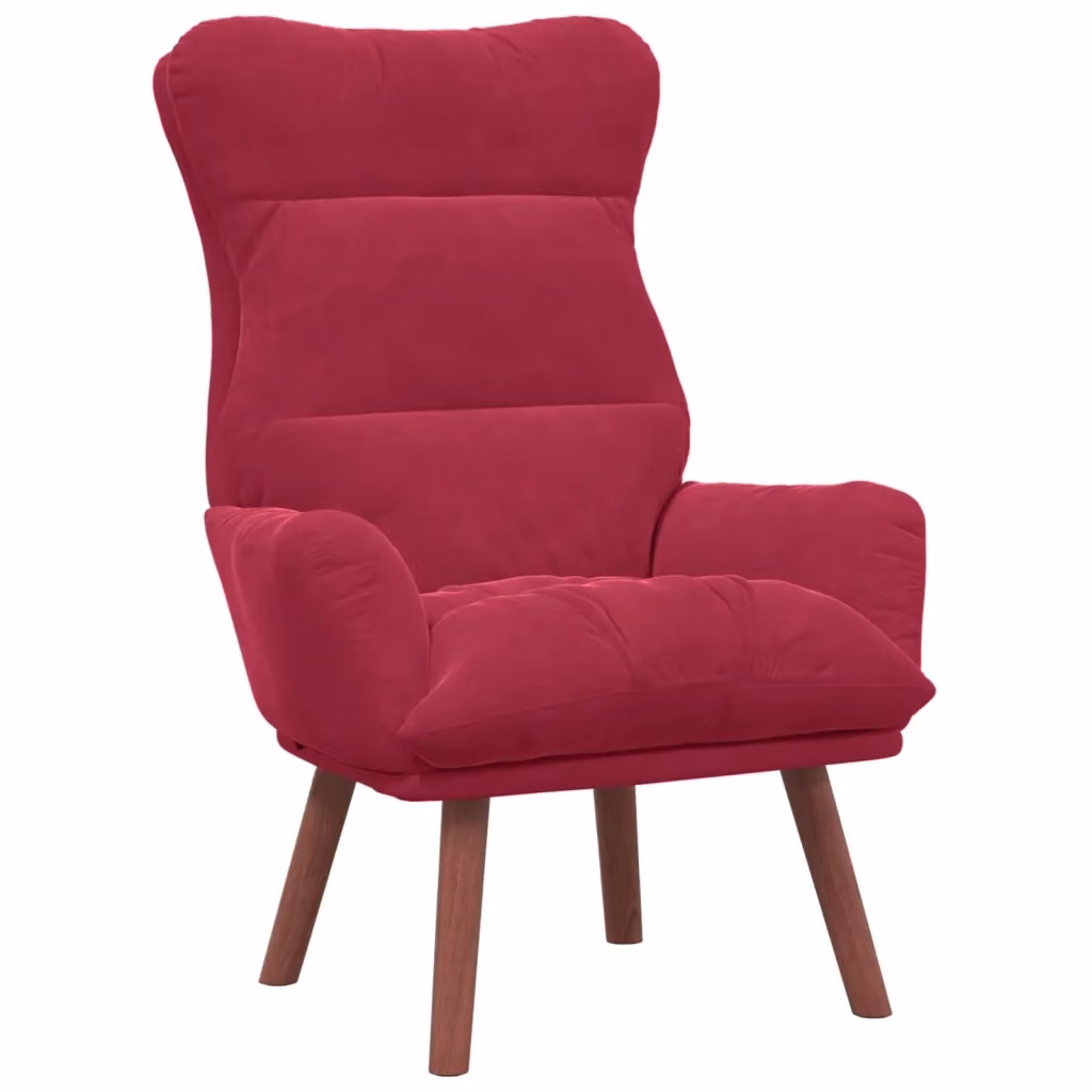 Poltrona moderna vidaXL in velluto rosso con braccioli, L: 69 cm, P: 74 cm, H: 93 cm – 2
