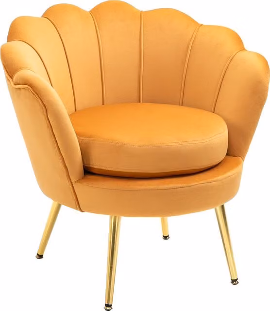 Poltrona Vintage in Velluto Giallo HOMCOM con Schienale Alto e Braccioli, Ideale per Soggiorno o Ufficio, L/P/H: 67 x 74 x 76 cm
