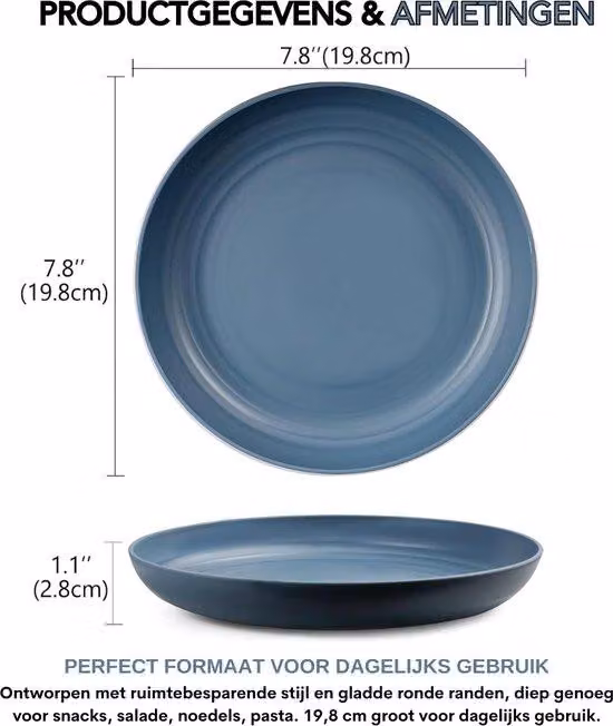 Set da tavola da 4 pezzi - 4 piatti da tavola infrangibili in polipropilene da 25,4 cm - Leggeri, adatti al microonde e lavabili in lavastoviglie - Pasti eleganti senza complicazioni