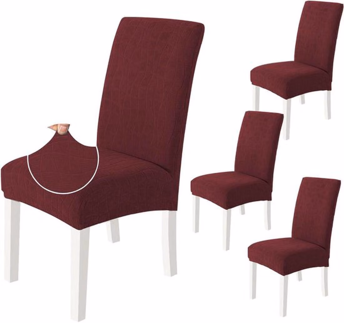 Set Azomor composto da 4 coprisedie elastici color bordeaux per diverse occasioni