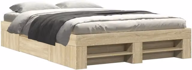 Letto matrimoniale | Letto per adulti | Giroletto Rovere Sonoma 135x190 cm in Legno Multistrato
